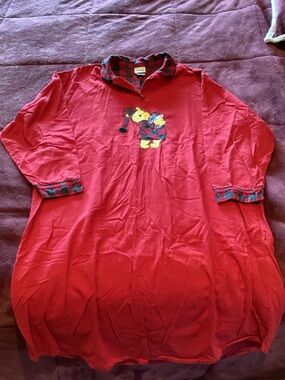 Disney Red Women's Long-Sleeve Nightgown with Character Applique